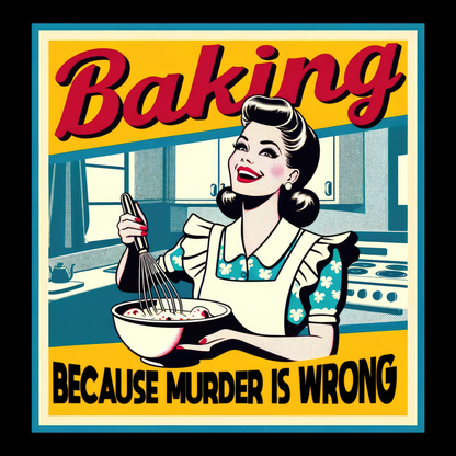 Baking Because Murder Is Wrong Funny Retro Cartoon T-Shirt