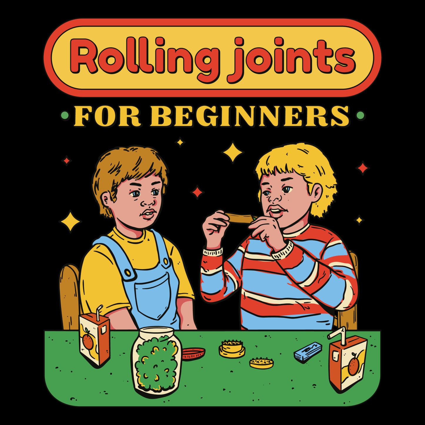 Rolling Joints For Beginners Funny 70s Retro Cartoon Humor