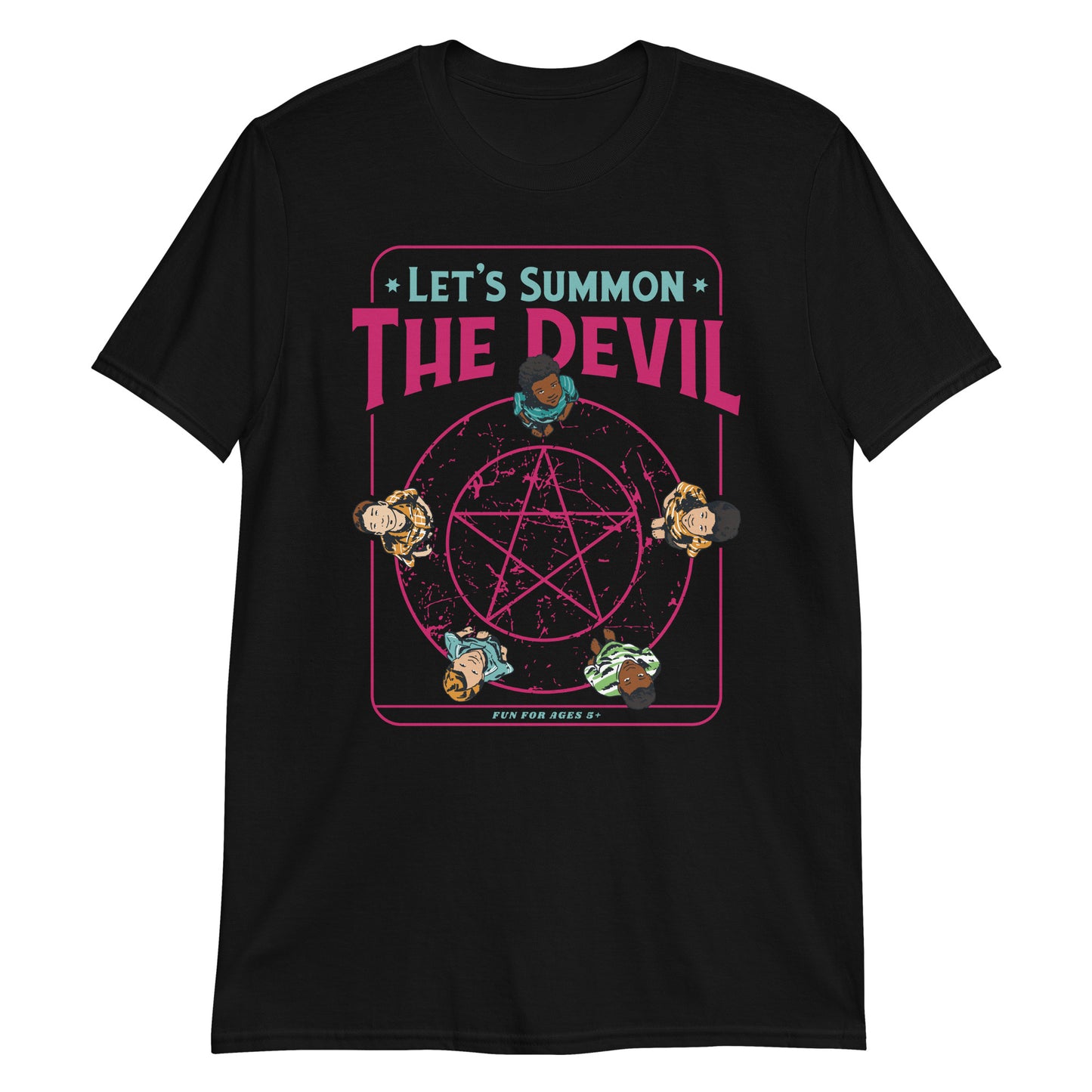 Let's Summon The Devil Spooky Funny 70s Retro Cartoon  T-Shirt