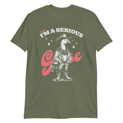 Today I'm A Serious Goose Funny Retro Western Cowboy Cartoon T-Shirt