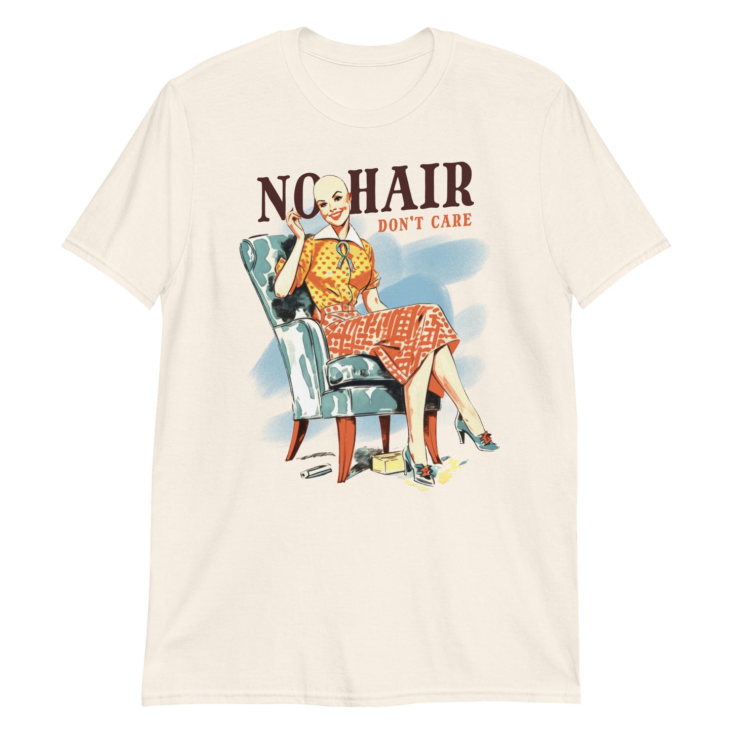 No Hair Don't Care Funny 70s Retro Vintage Humor T-Shirt