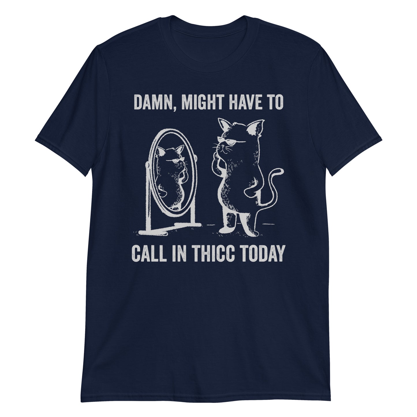 Damn Might Have To Call In Thicc Today Funny Retro Cartoon T-Shirt