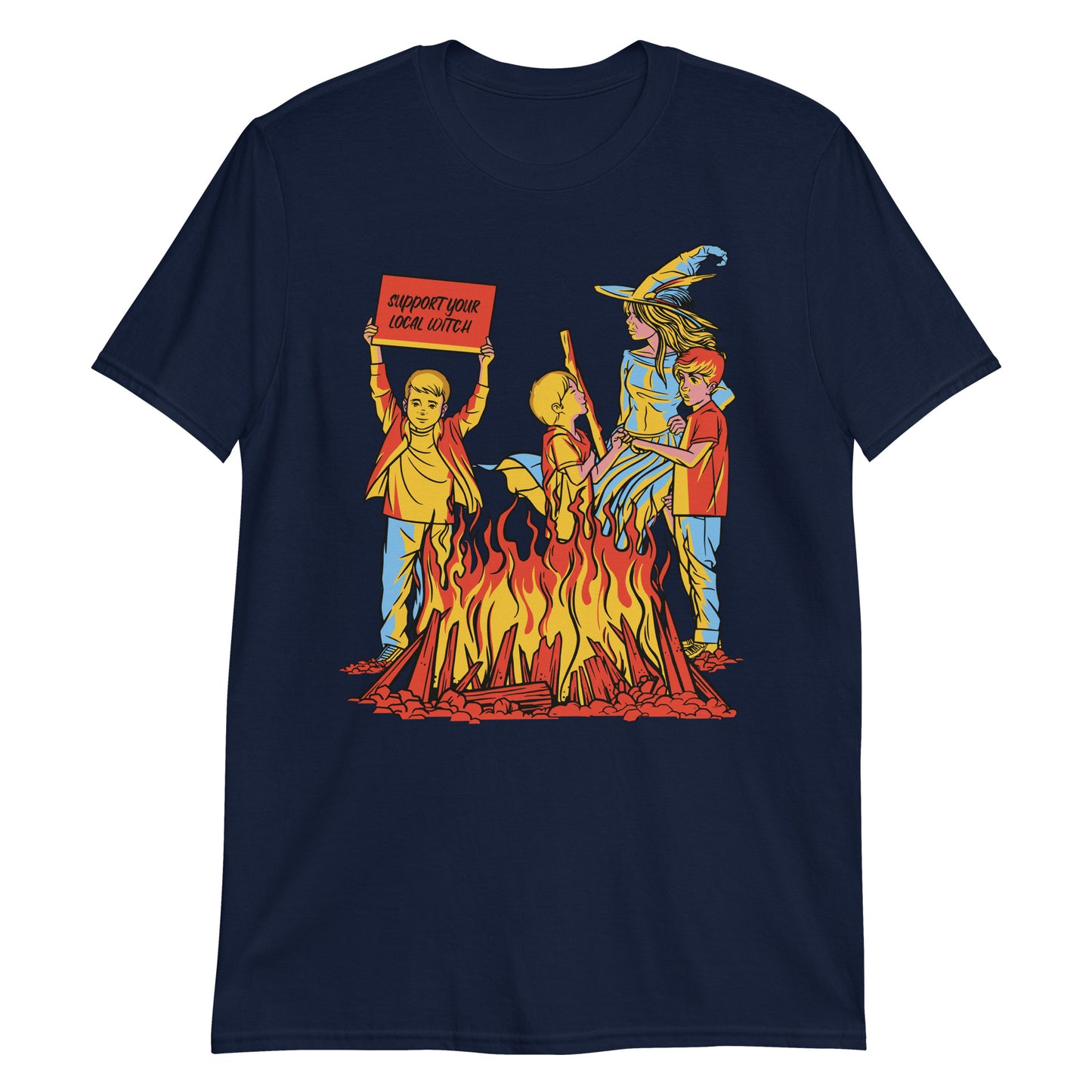 Support Your Local Witch Spooky Funny 70s Retro Cartoon T-Shirt