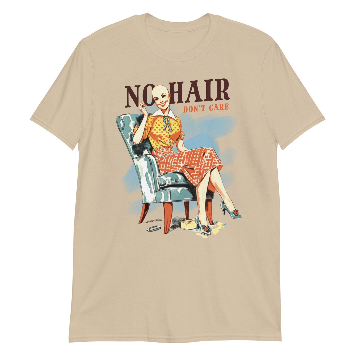 No Hair Don't Care Funny 70s Retro Vintage Humor T-Shirt