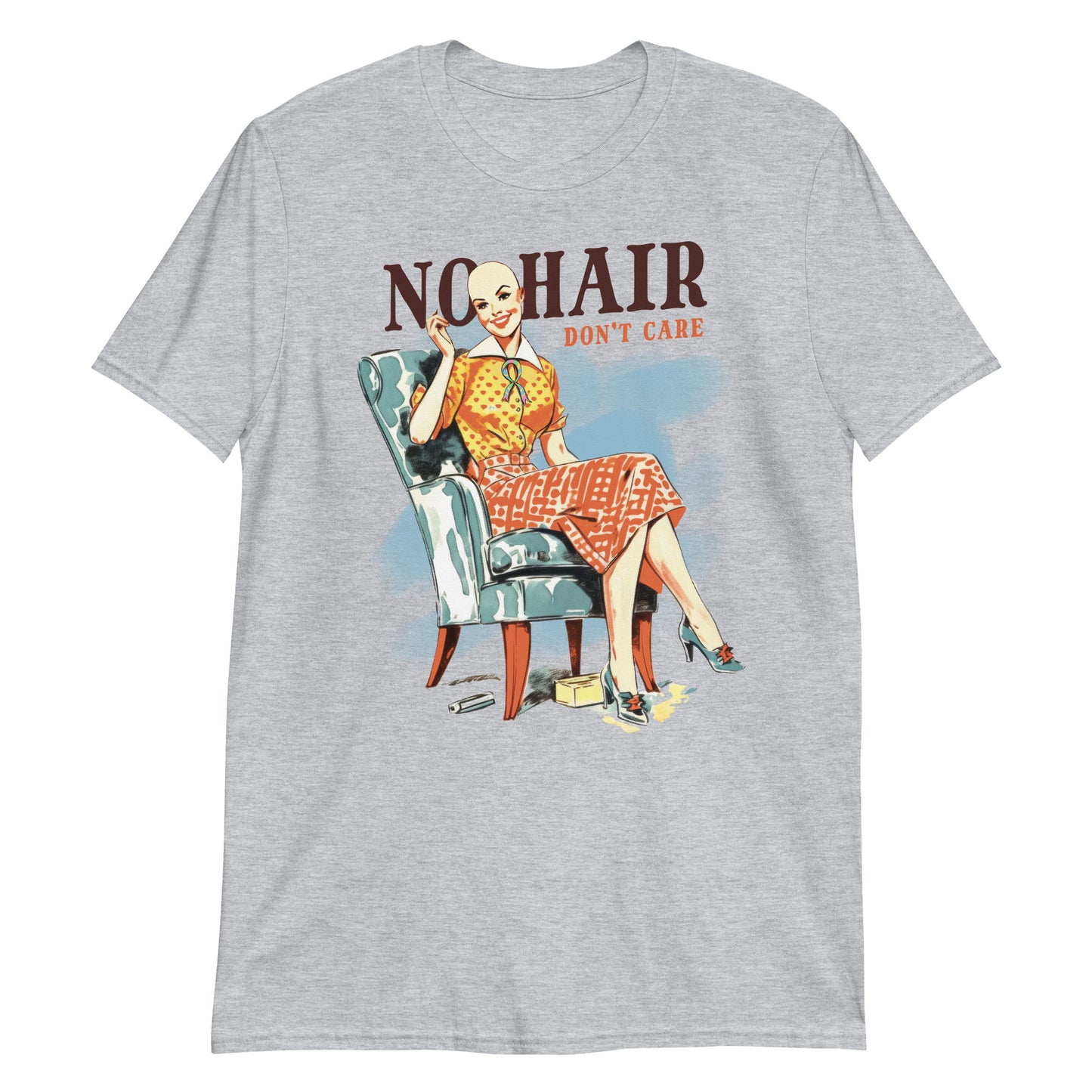 No Hair Don't Care Funny 70s Retro Vintage Humor T-Shirt