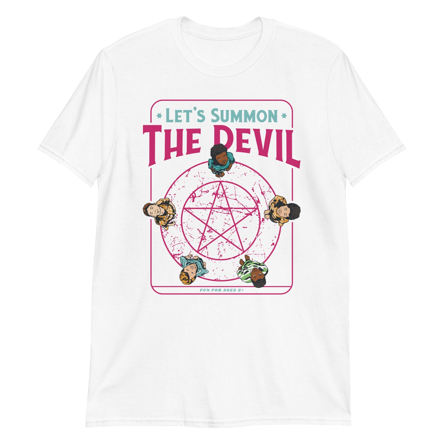 Let's Summon The Devil Spooky Funny 70s Retro Cartoon  T-Shirt